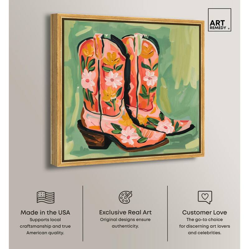 Wildflower Cowboy Boots Canvas by Art Remedy