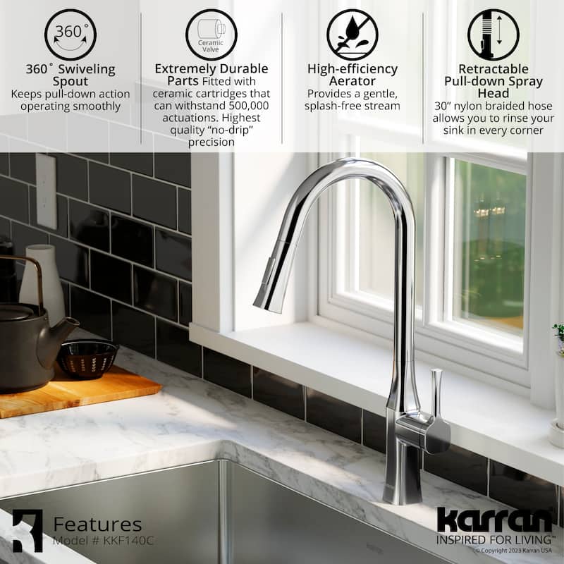Karran Standerton KKF140 Single Handle Pull-Down Sprayer Kitchen Faucet