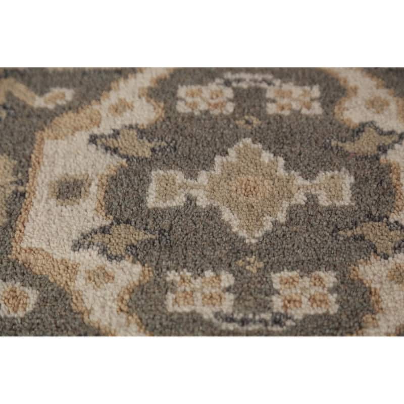 Gray Oushak Oriental Runner Rug Hand-Knotted Wool Carpet - 2'7" x 10'0"