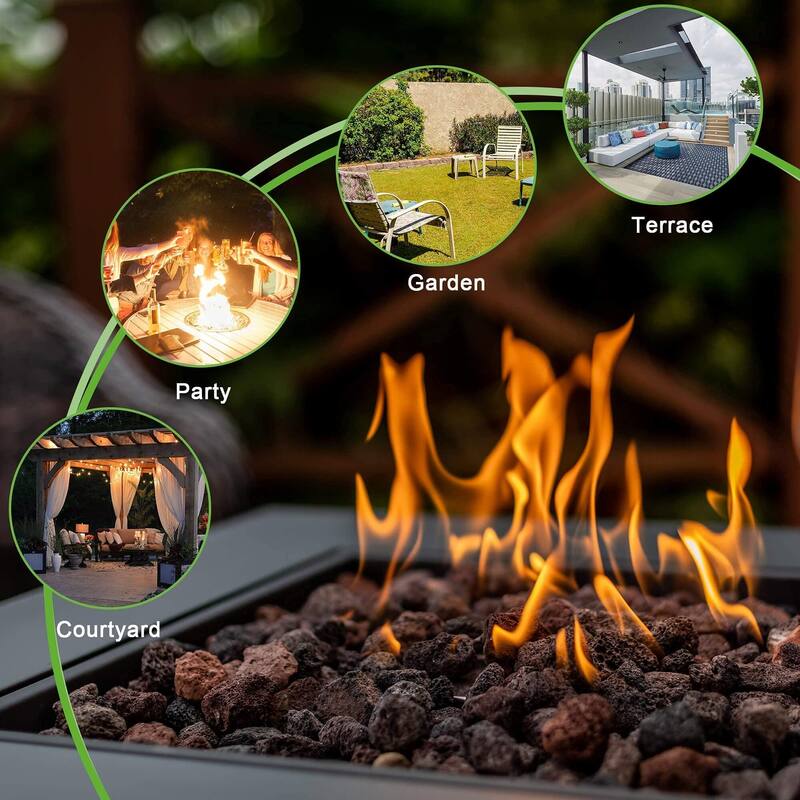 50,000BTU Outdoor Propane Gas Rattan & Wicker-Look Fire Pit Table