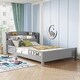 preview thumbnail 71 of 77, Pine Wood Platform Bed Low-Profile Bed Frame with Storage Headboard, Motion Sensor LED Light, Movable Guardrail, Slats Support