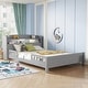 preview thumbnail 18 of 49, Pine Wood Platform Bed with Bookcase Headboard Built-in Motion Sensor Light, Convertible Guardrails, Storage Bed for Kids