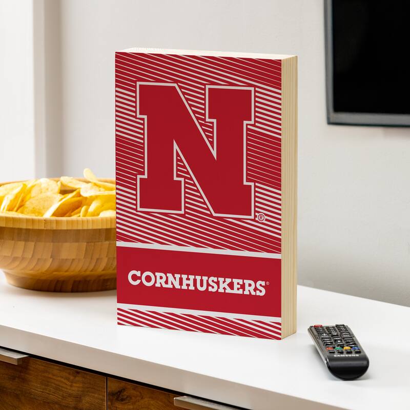 University of Nebraska Wooden Tabletop Mantel Shelf Sign - 8" x 12"