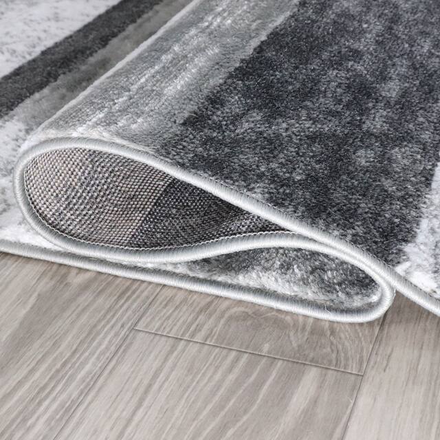 Miranda Haus Geometric Modern Patchwork Polypropylene Indoor Area Rug