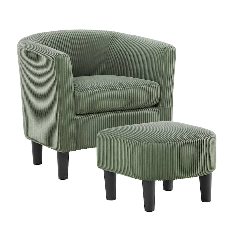 26.38" Corduroy Arm Chair with Ottoman