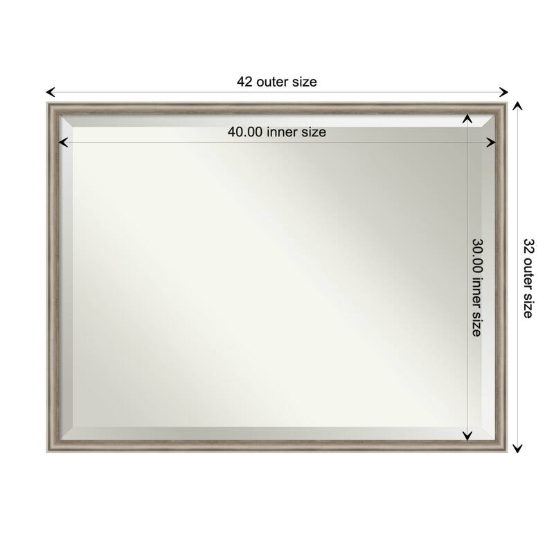 Salon Scoop Beveled Wood Framed Wall Mirror - Salon Scoop Pewter - Glass Size 40x30