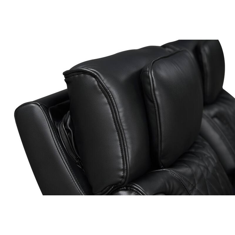 Jazz 74"W Leather Aire Power Reclining Loveseat w/Power Headrest, Bluetooth Speakers, LED, USB Ports, Storage & Cupholders