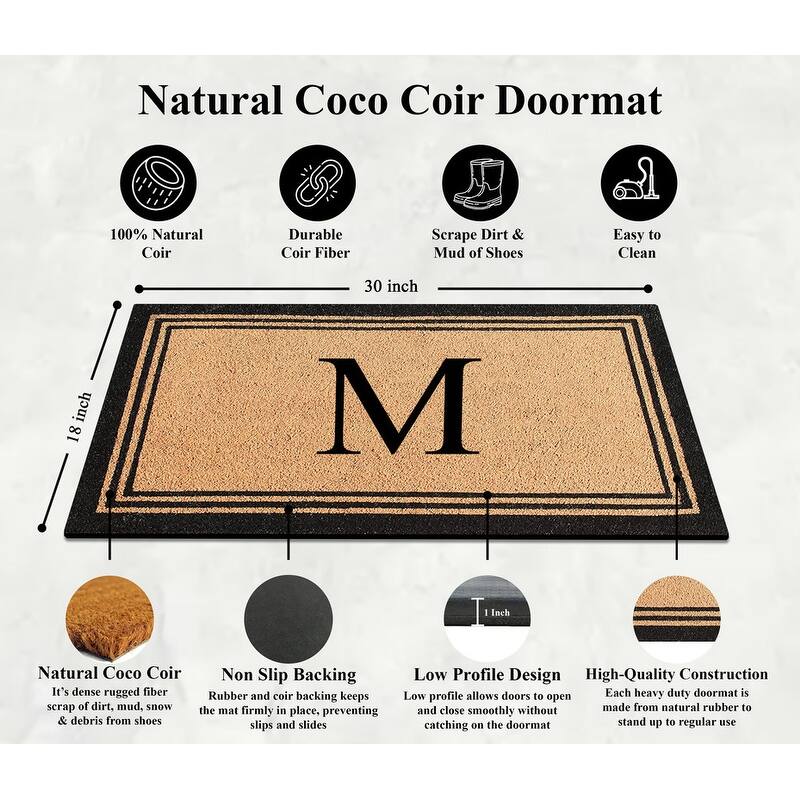 A1HC Natural Coir Monogrammed Heavy Duty PVC Backing Doormat