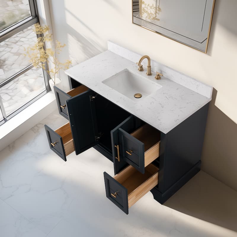 Vanity Art 48" Single Sink Bathroom Vanity with Top & Backsplash