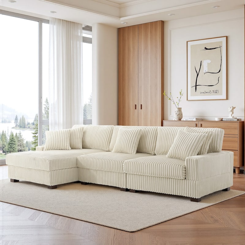 UIXE Upholstered Plush Velvet L Shaped Couch Modular Sofa