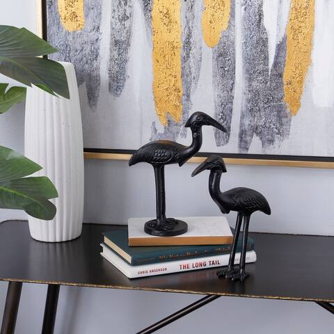 Black Aluminum Traditional Sculpture Bird (Set of 2) - S/2 3"W, 7.5"H