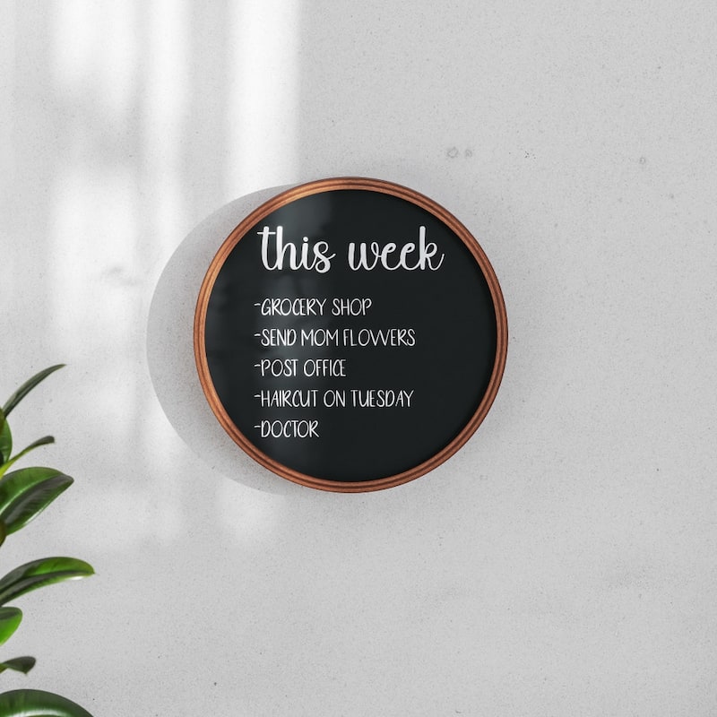 Set of 2 Commercial Grade Round Wood Framed Wall Mount Chalkboards - Rustic