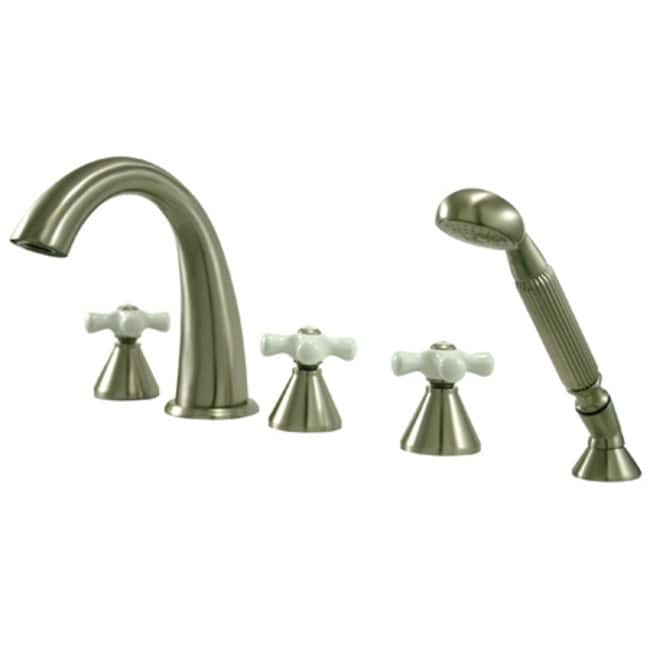 Kingston Brass Widespread Deck Mounted Roman Tub Filler with Personal