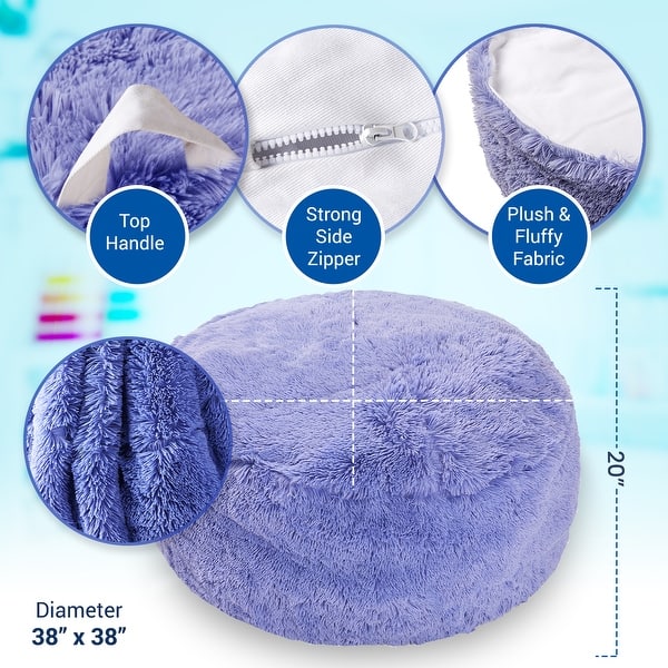 dimension image slide 4 of 5, Cheer Collection Shaggy Bean Bag and Stuffed Animal Storage Case