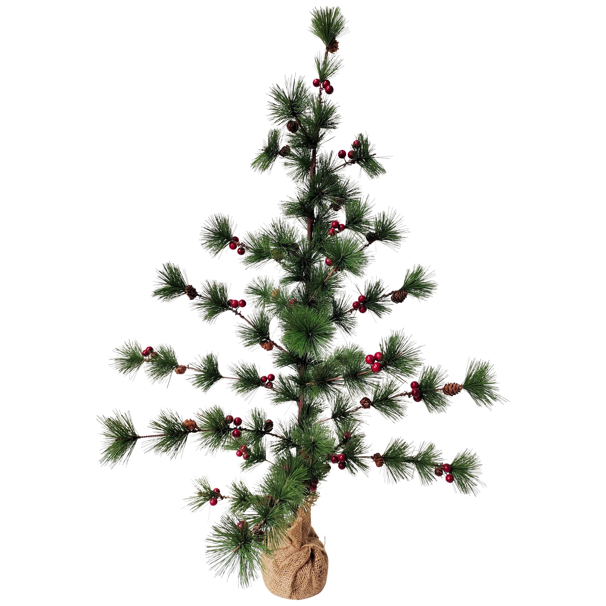 35.25" Winter Berry Pine Tree Pine Cones in Jute Base Christmas Decor - 3 Foot