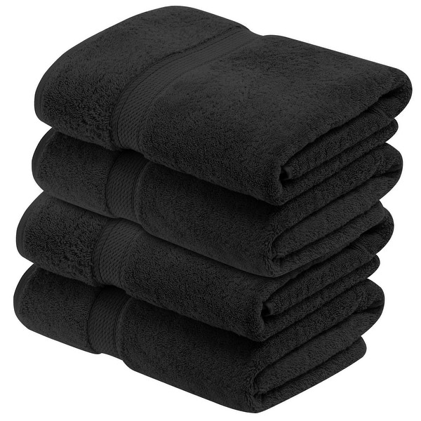 Superior Egyptian Cotton Pile Heavyweight Bath Towel Set of 4 - Black