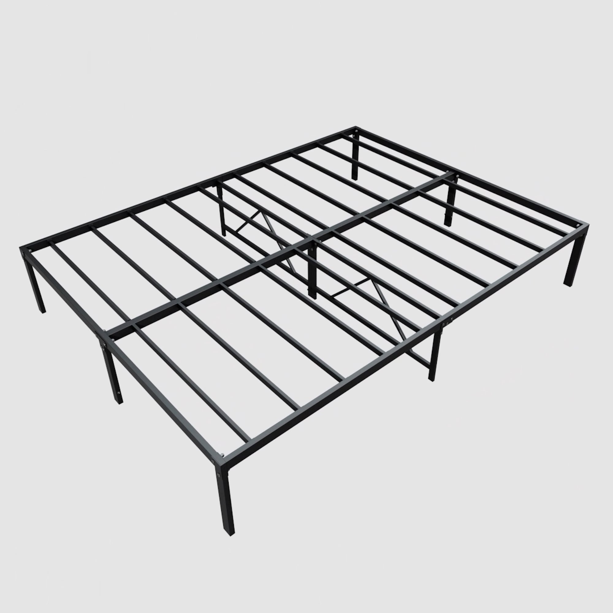 Noiseless Metal Bed Frame with Storage Underneath and Center Cross