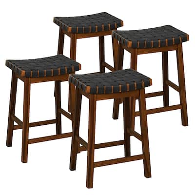 Gymax Saddle Stools Set of 4 25.5 Inch Counter Height Stools w/ PU