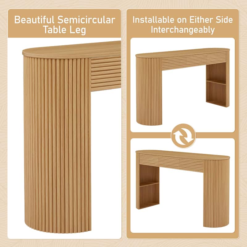 Christopher Knight Home - Maravelle MDF 3 Drawers Console Table with Round Slat Texture and Storage