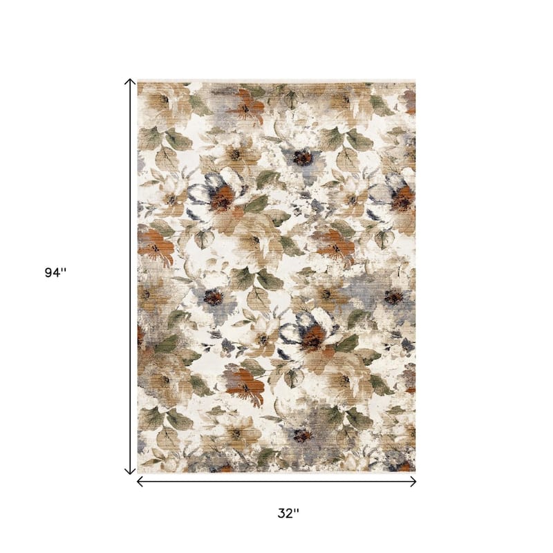 HomeRoots Floral Modern Rectangle Area Rug - 5' X 8'