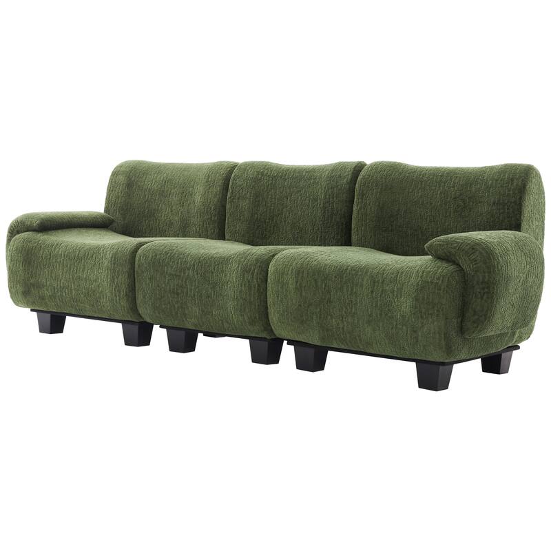 Roomfitters Modern 3-Seater Chenille Sofa Couch with Curved Armrests, 95 Inch