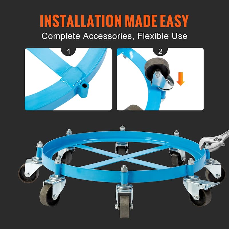 VEVOR 55 Gallon Heavy Duty Drum Dolly 10002000lbs Load Capacity