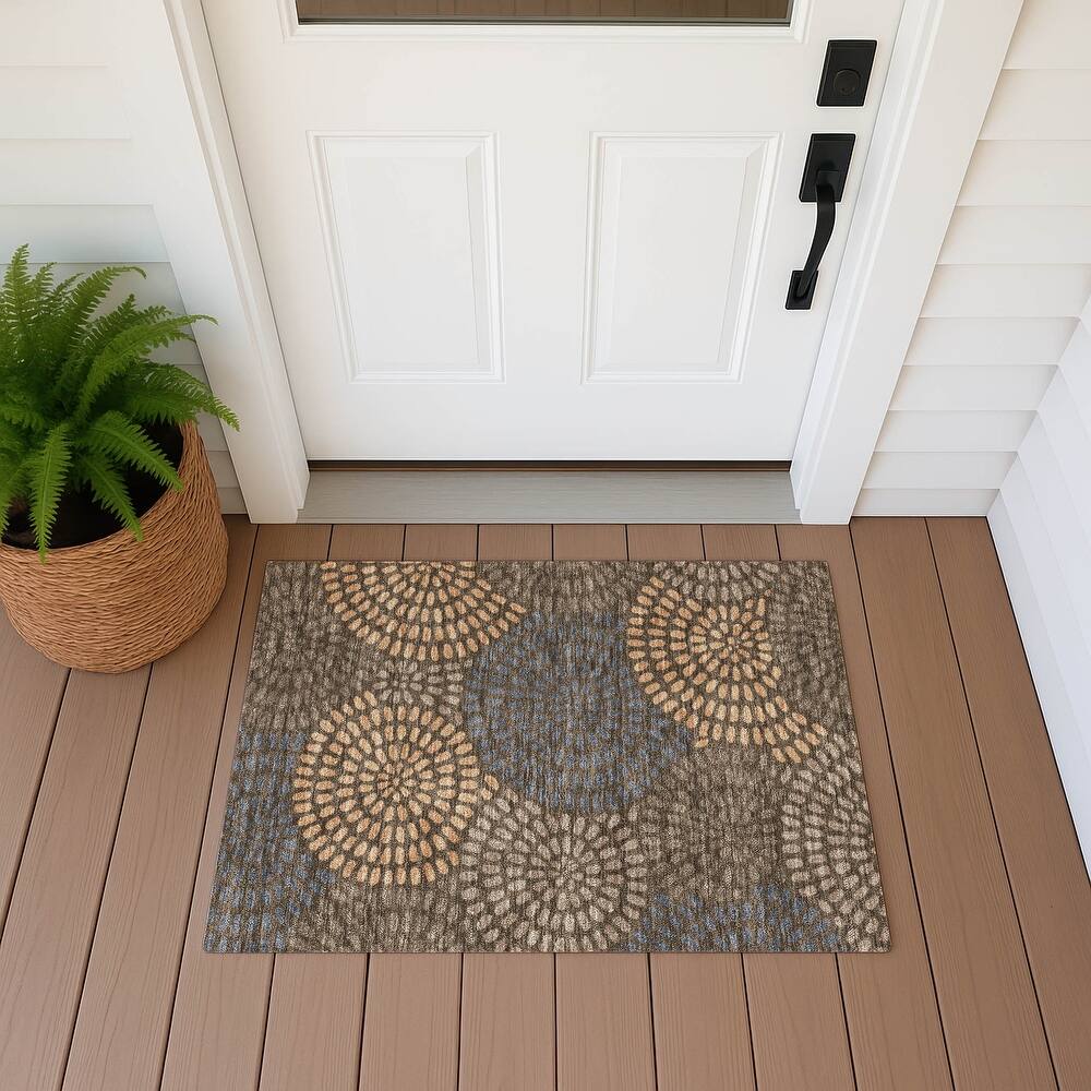 Machine Washable Indoor/ Outdoor Casual Ric Chantille Rug