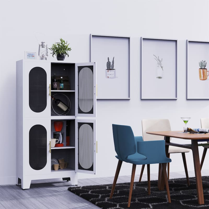 Storage Cabinet with Doors and Shelves - White