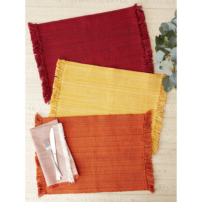 DII Variegated Redwood Fringe Placemat Set/6