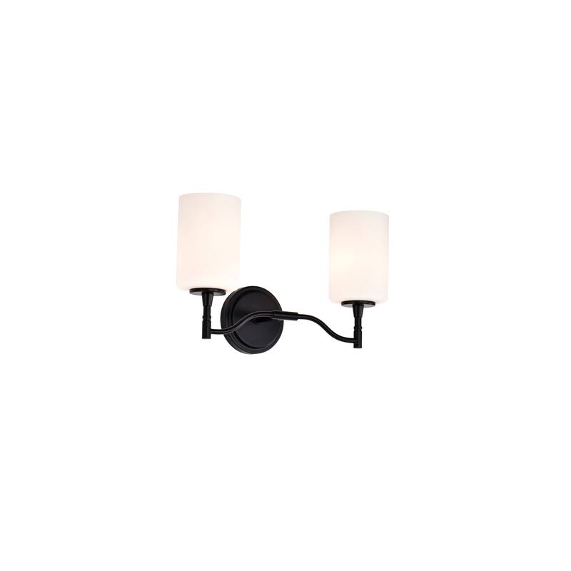 Liam 2 Light Vanity Matte Black White Opal Glass - Matte Black