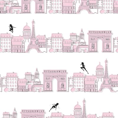 RoomMates Miraculous Ladybug Charming Paris Pink Peel and Stick Wallpaper