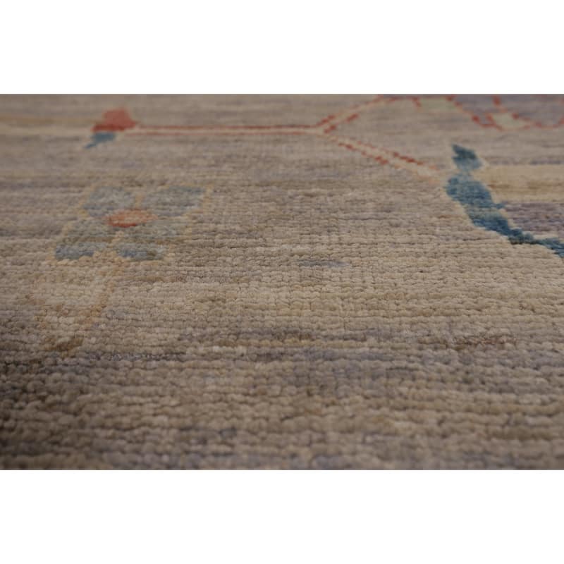 Vegetable Dye Oushak Turkish Rug Hand-Knotted Bedroom Wool Carpet - 9'2"x 12'0"