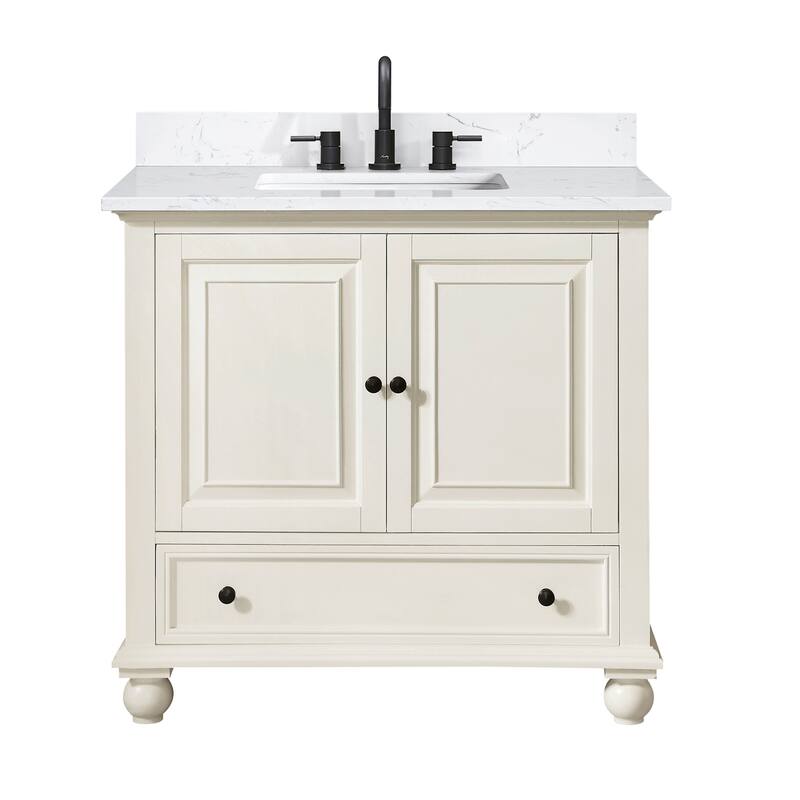 Thompson 36 in. Single Sink Bathroom Vanity with Engineered Stone Top - 37"W x 22"D x 35"H