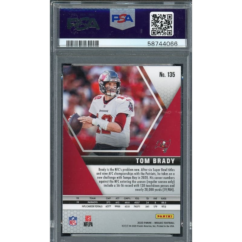 Tom Brady 2020 Panini Mosaic Football Card #135 Graded PSA 10 - 8'6" x 11'6"