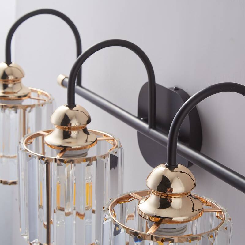 ExBrite Modern Rose Gold Dimmable Bathroom Crystal Vanity Lights