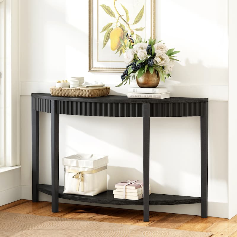 Christopher Knight Home- Octavius Wood Half-Moon Entryway Table - Black