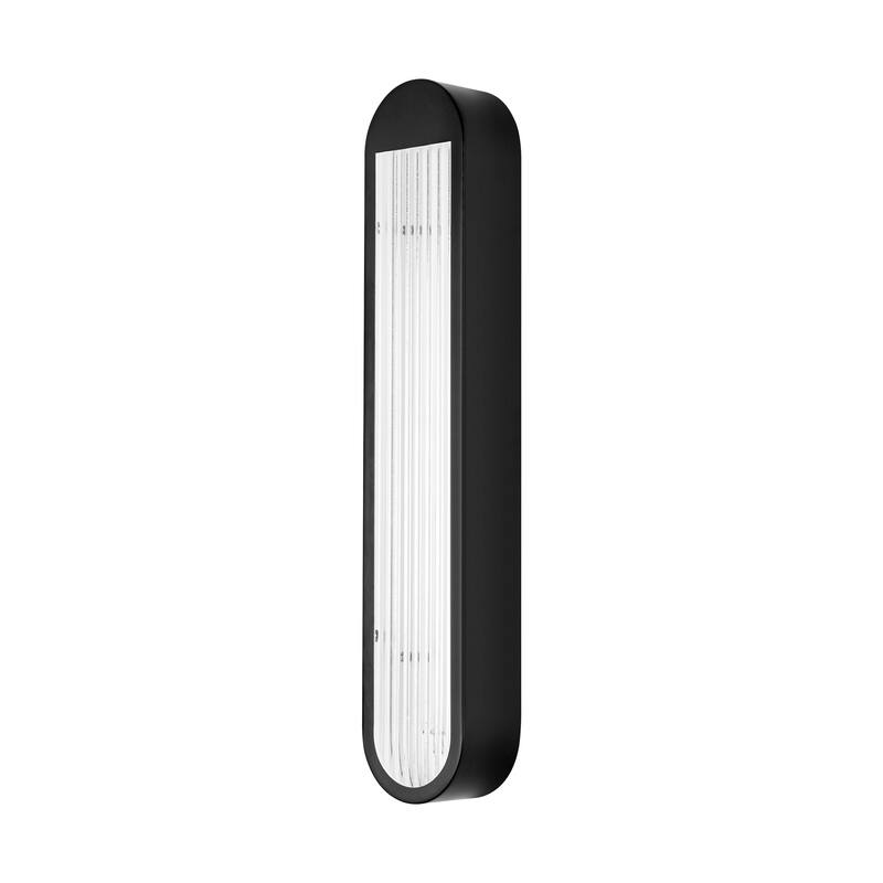 Rennnsan 25.6" 1-Light Modern Brass/Black Linear Bathroom Vanity Light with Ribbed Glass Shade