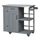 preview thumbnail 7 of 53, Outdoor Kitchen Island with Stainless Steel Top & Storage, Lockable Wheels