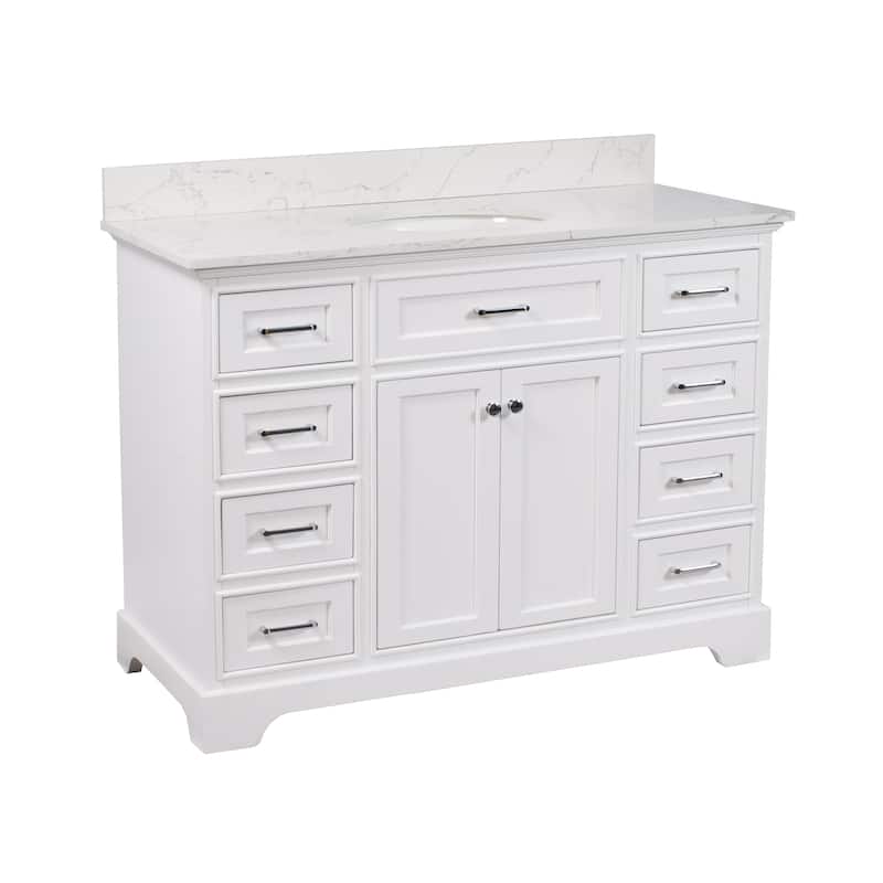 KitchenBathCollection Aria 48" Bathroom Vanity with Engineered Marble Top