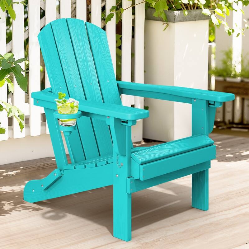 3-Position Reclining Folding Outdoor Chair – PE Wood Grain, Weather-Resistant