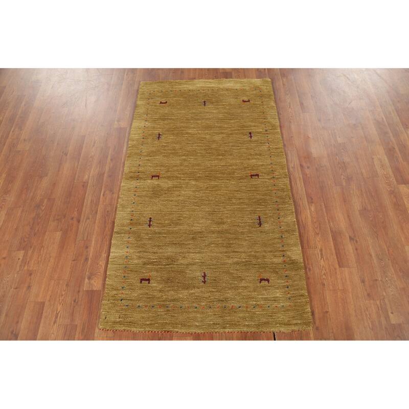 Animals Tribal Gabbeh Indian Accent Rug Hand-Knotted Wool Carpet - 3'0"x 5'3"