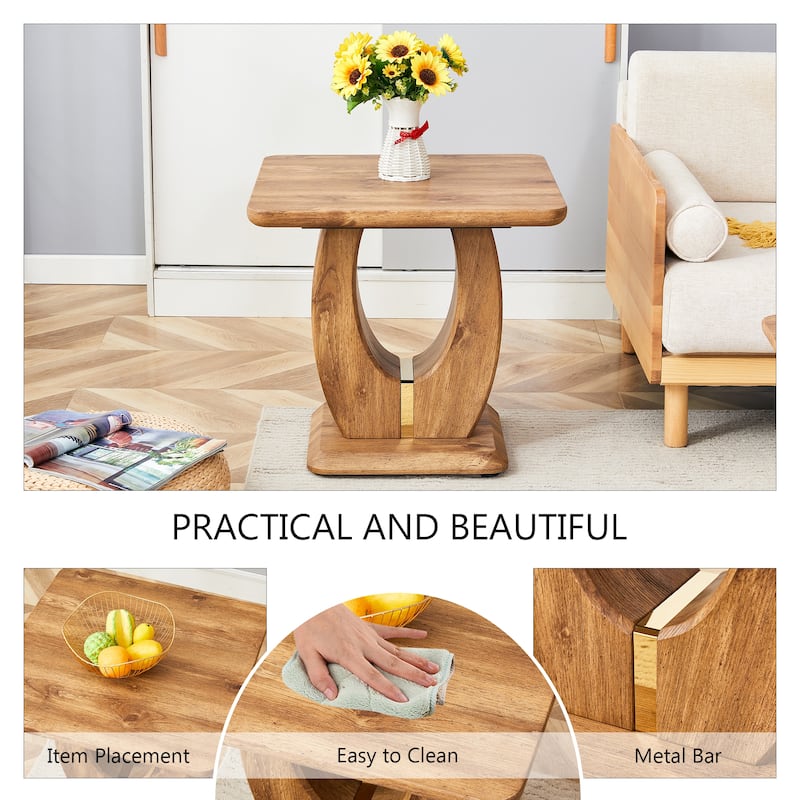 Modern Minimalist Wood Marble-Patterned MDF Square Coffee Table