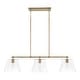 preview thumbnail 1 of 2, Baker 3-light Island Fixture/ Linear Chandelier Aged Brass