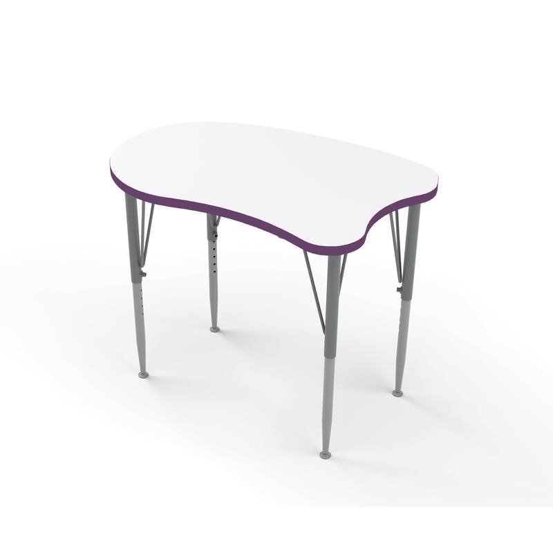 Tot Mate Versa Kids Desk Curve Shape Large Laminate Surface 38.75" x 24" Classroom Table - Adjustable Height 14-23" - Purple