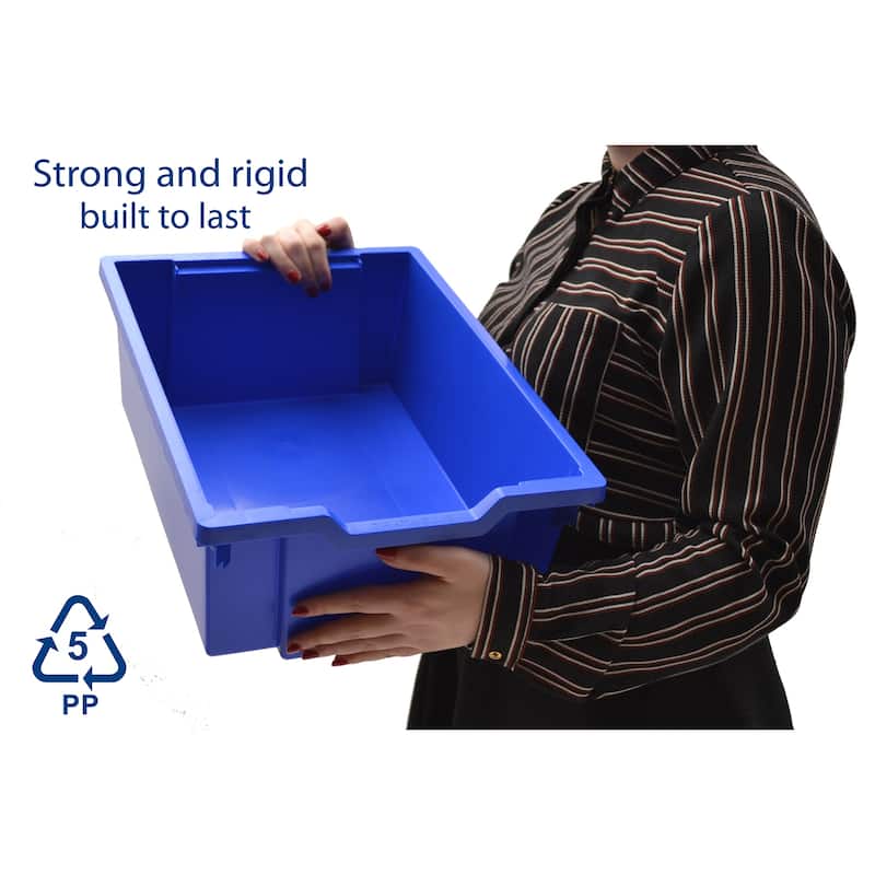 Gratnells Deep F2 Tray, Royal Blue, 12.3" x 16.8" x 5.9", Heavy Duty School, Industrial & Utility Bins, Pack of 6