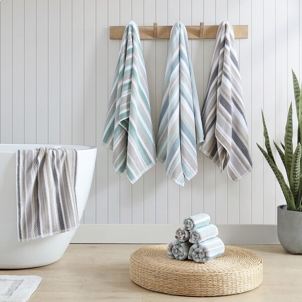 Tommy Bahama Ocean Bay Stripe Cotton Terry 3 piece Towel Set On
