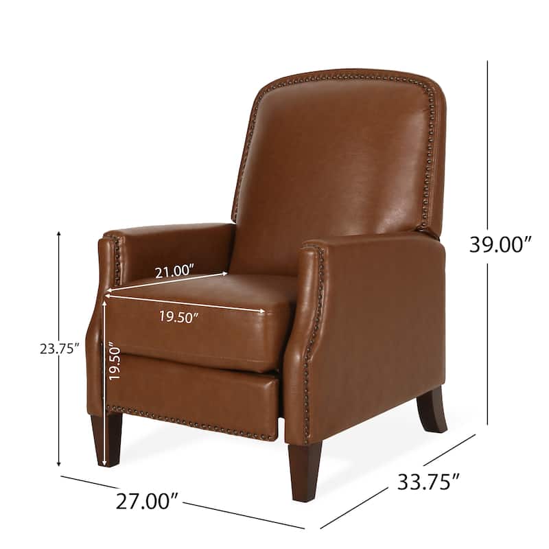 Adjustable Recliner Chair Faux Leather Armchair, Upholstered Recliner with Rivet Trim Single Sofa Accent Chair for Living Room
