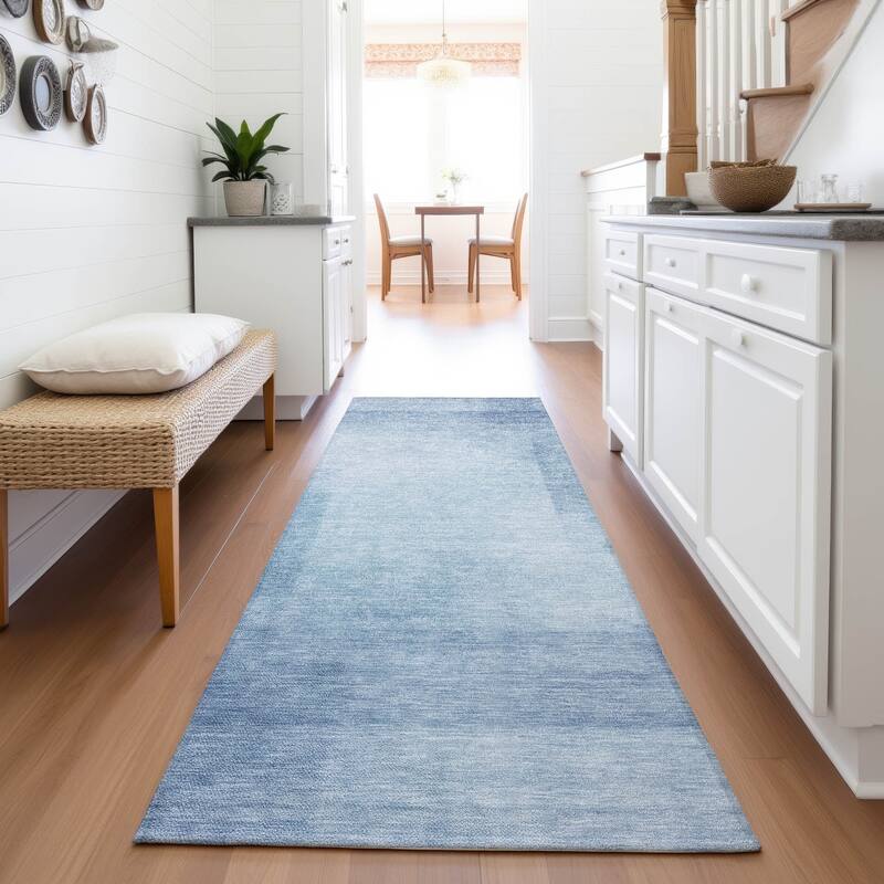 Premium Washable Super Soft Abstract Solid Mayfield Rug - Blue - 2'3" x 7'6"