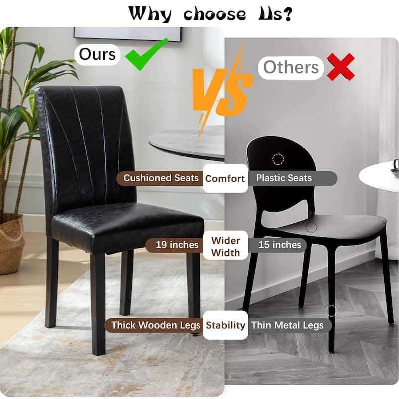 VECELO 3-Color Upholstered Dining Chairs Set with 19.5" Wide Seat 19.3" High Back Dining Chair Modern 37" Parson Chairs
