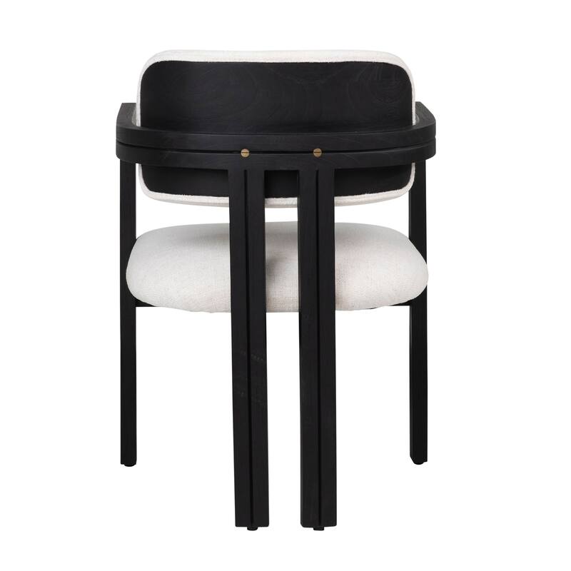Natalie Polyester Blend Upholstered Dining Chair, Off-White/Black